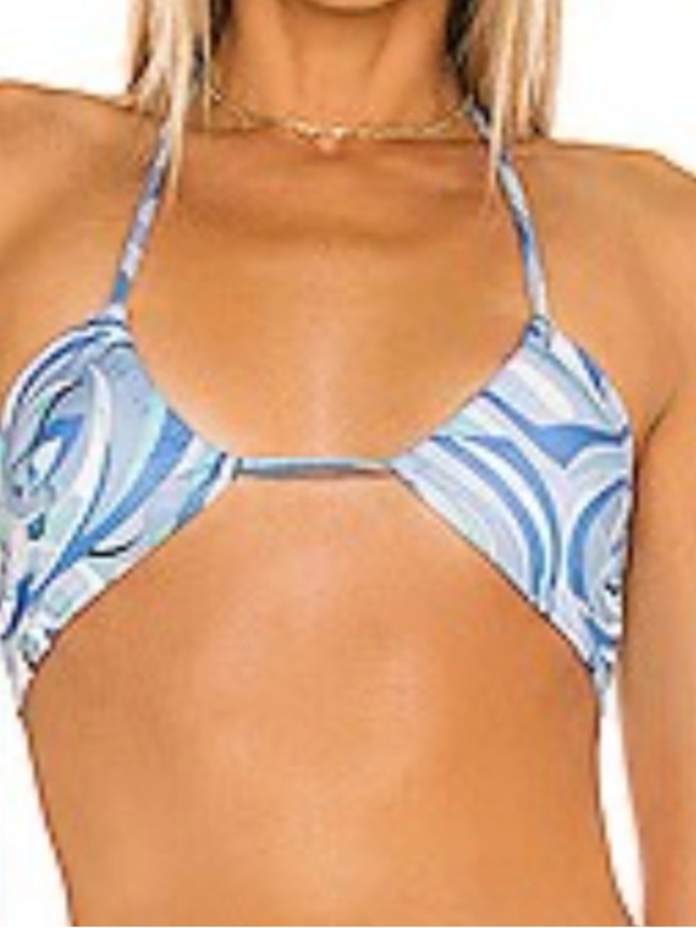 Monica Hansen Beachwear Blue Swirl Triangle Bikini Top - Women Swim Medium